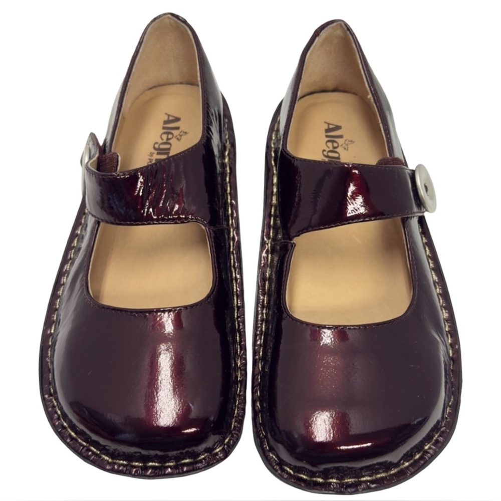 Alegria Paloma Mary Jane Clogs – Burgundy Wine Patent Leather (Size 40)